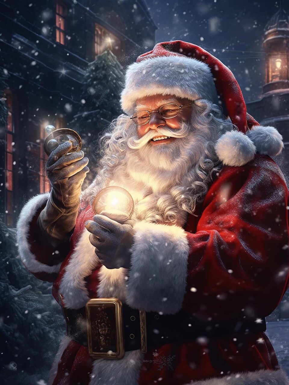 DIY Diamond Art Painting Kits for Adults Santa Claus, Diamond Art Christmas Full Drill Round Rhinestone, Cross Stitch Embroidery Canvas for Crafts Home Decor 12x16inch/30x40cm
